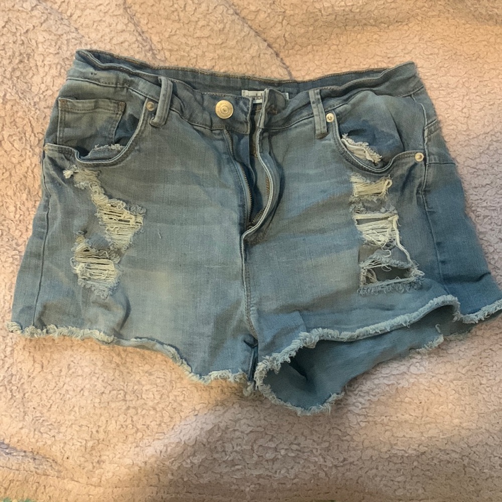 Charlotte Russe Ripped Light Wash Jean Shorts
